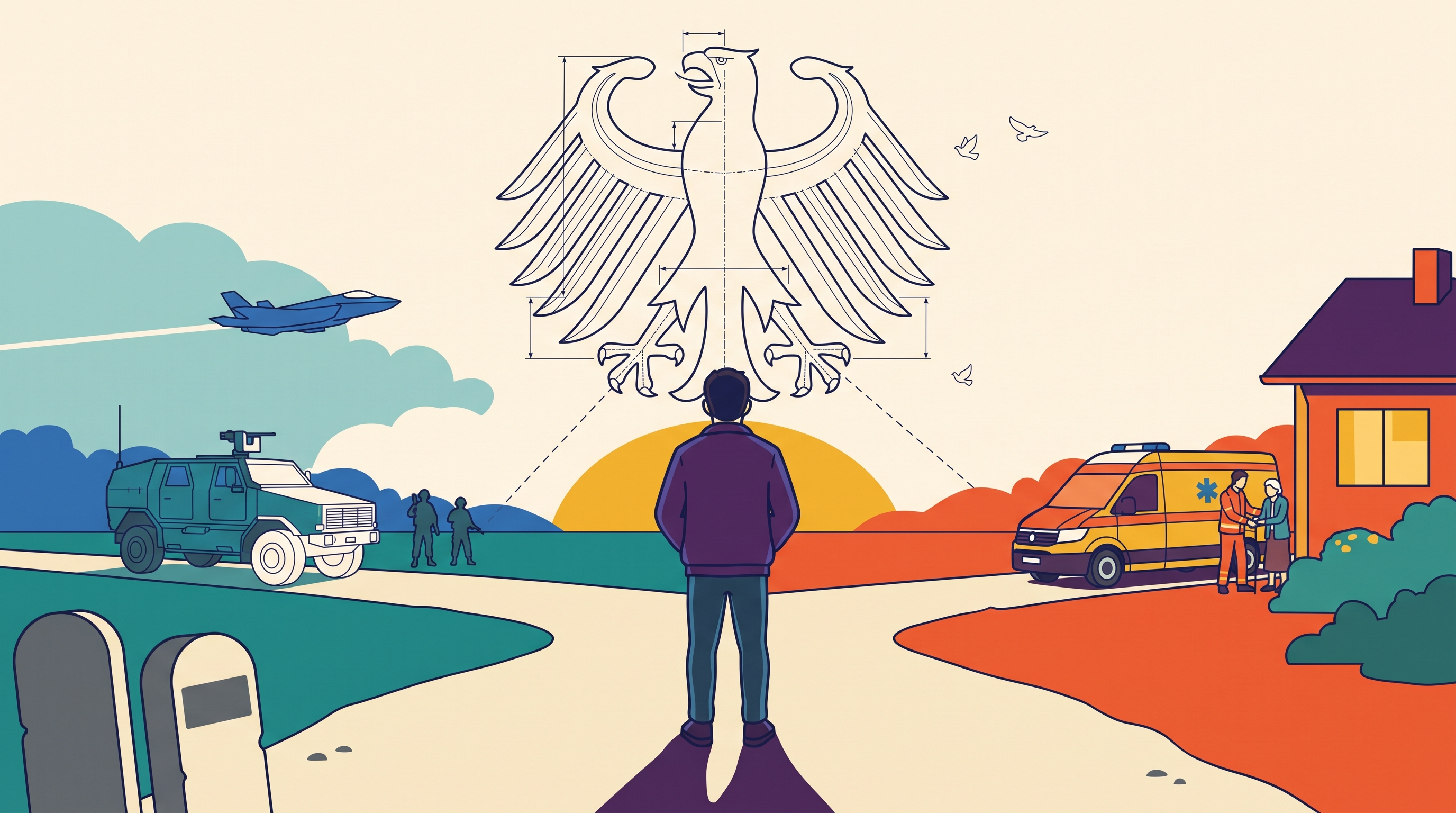 Berlin, Brandenburger Tor und Fernsehturm, stilisiert